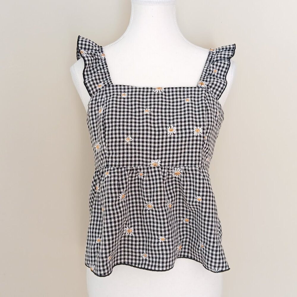 Urban Romantics Gingham Daisy Top Size Medium